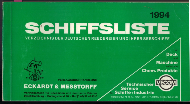 Die Deutsche Schiffsliste 1994 (1 St.) Eckardt & Messtorff